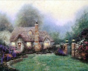 Thomas Kinkade - Green Lawn in Front of House