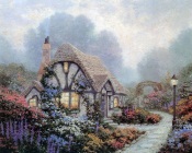 Thomas Kinkade - Cute House in Flowers