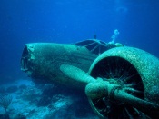 Old air plane crashed underwater