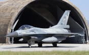 F-16 Fighting Falcon near Hangar