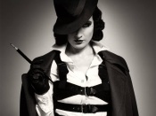 Dita Von Teese in Hat, Black and White