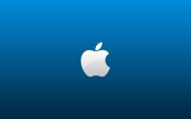 Apple Logo, Blue Background