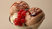 Chocolate Ice Cream With Red Currants