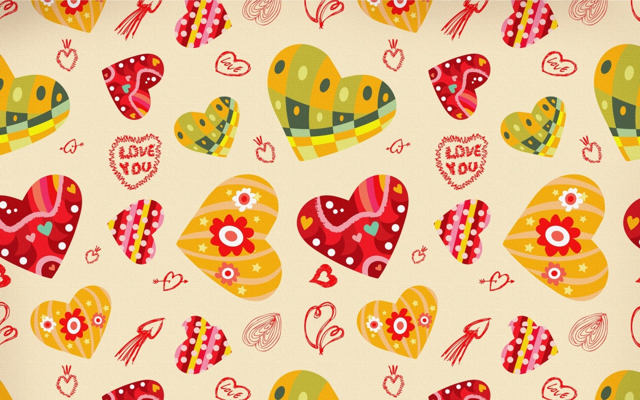 Background With Colored Hearts