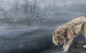 Wolf Drinks Water, Painting