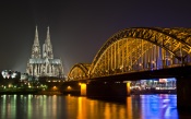 Bridge, The River, The Cathedral, Night Lights, Germany