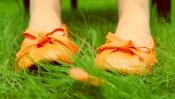 Orange Shoes on the Grass