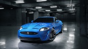 Blue Jaguar XKR-S, front view