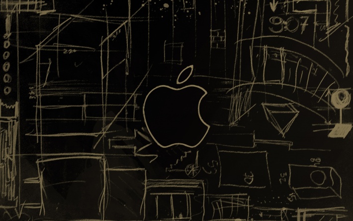 Apple Logo, Blackboard, Chalk