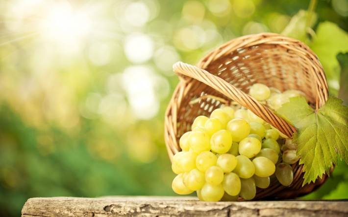 A Bunch of White Grapes in the Basket