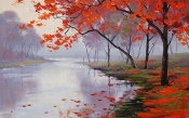Picture, Fall, Lake, Leaves