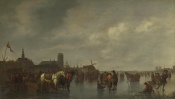 Abraham van Calraet, Scene on the Ice outside Dordrecht