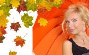 A Girl With An Orange Umbrella, Autumn Leaves