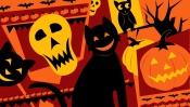 Pumpkins, Skulls, Black Cats