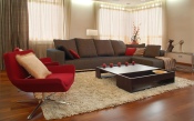 Living Room in Brown and Red Colors