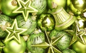 Green Ornaments on a Christmas Tree