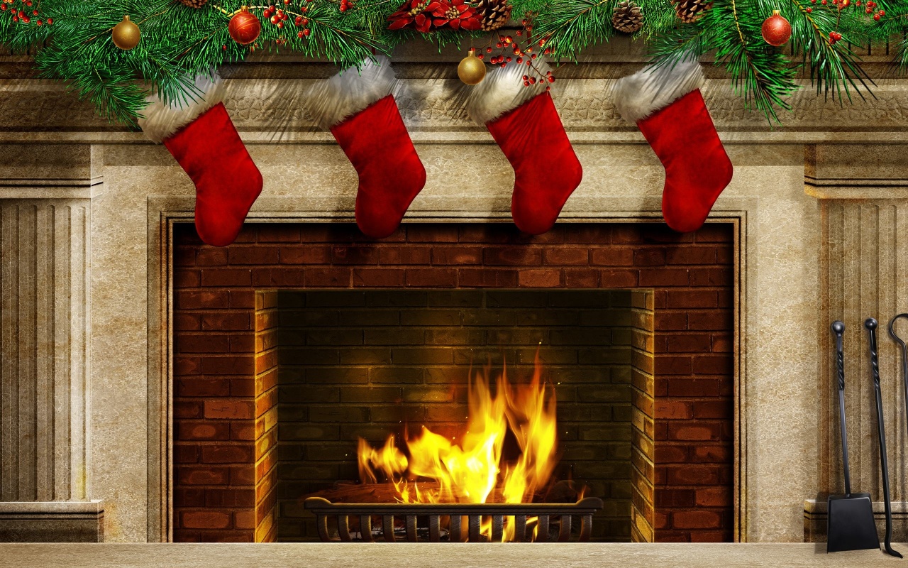 Christmas Socks over the Fireplace