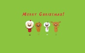 Santa Claus, Reindeer, Snowman on a Green Background