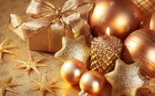 Gold Christmas Decorations, Candles, Gifts
