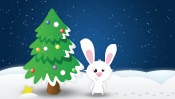 Hare Near the Christmas Tree 2560x1440