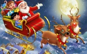 Santa Claus, Sleigh, Reindeer, Christmas