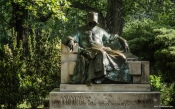 Statue of The Anonymous Author at Vajdahunyad Castle, Budapest, Hungary
